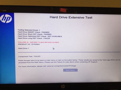 hp hard disk test failed|hp hard drive test error.